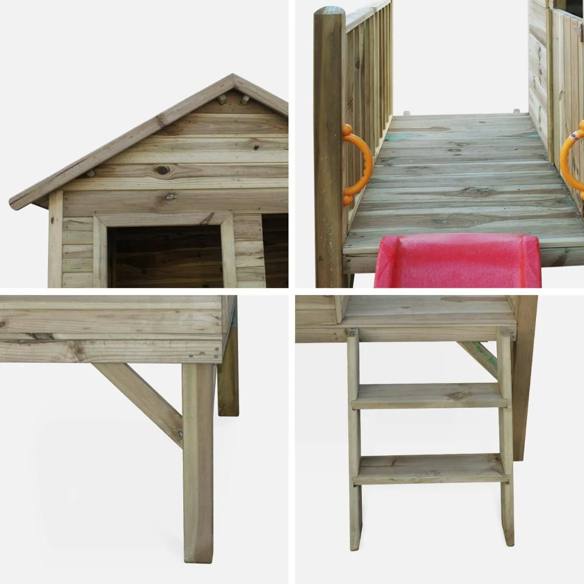 Casetta per bambini in legno di pino su palafitte 2m²