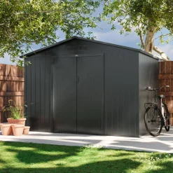 Casetta da giardino in metallo con kit di ancoraggio, 5.9m²