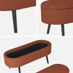 Cassapanca con rivestimento bouclé