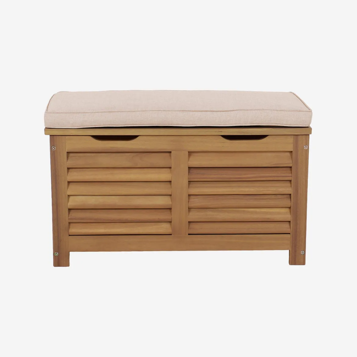 Cassapanca da giardino in legno di acacia con pistoni, 63L