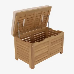 Cassapanca da giardino in legno di acacia con pistoni, 63L
