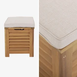 Cassapanca da giardino in legno di acacia con pistoni, 63L