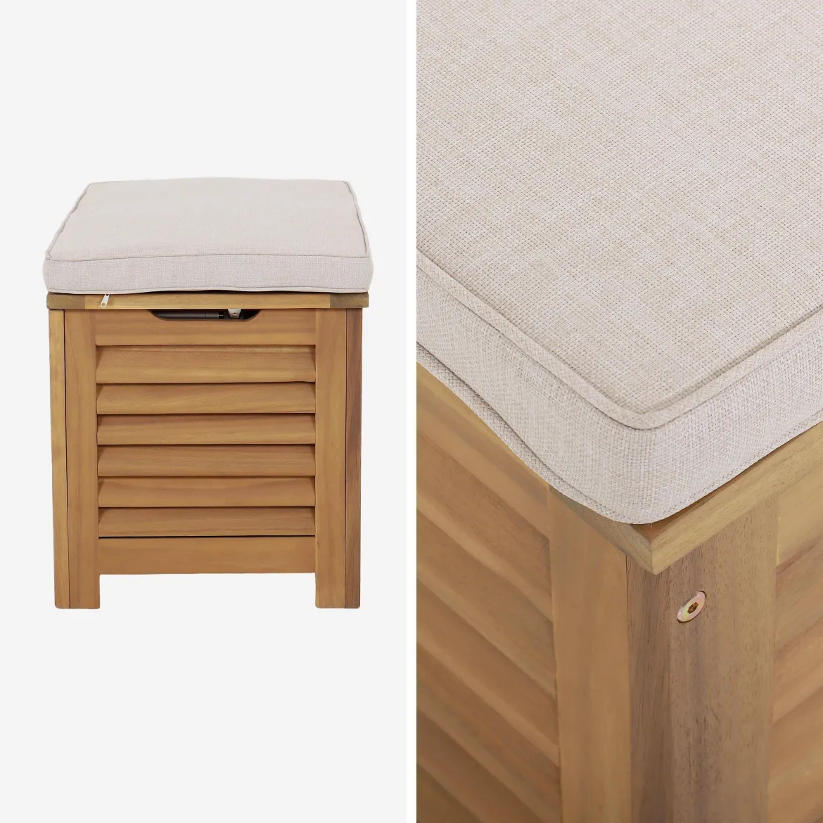 Cassapanca da giardino in legno di acacia con pistoni, 63L