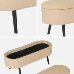Cassapanca con rivestimento bouclé