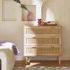 Cassettiera con effetto canna e legno a 3 cassetti