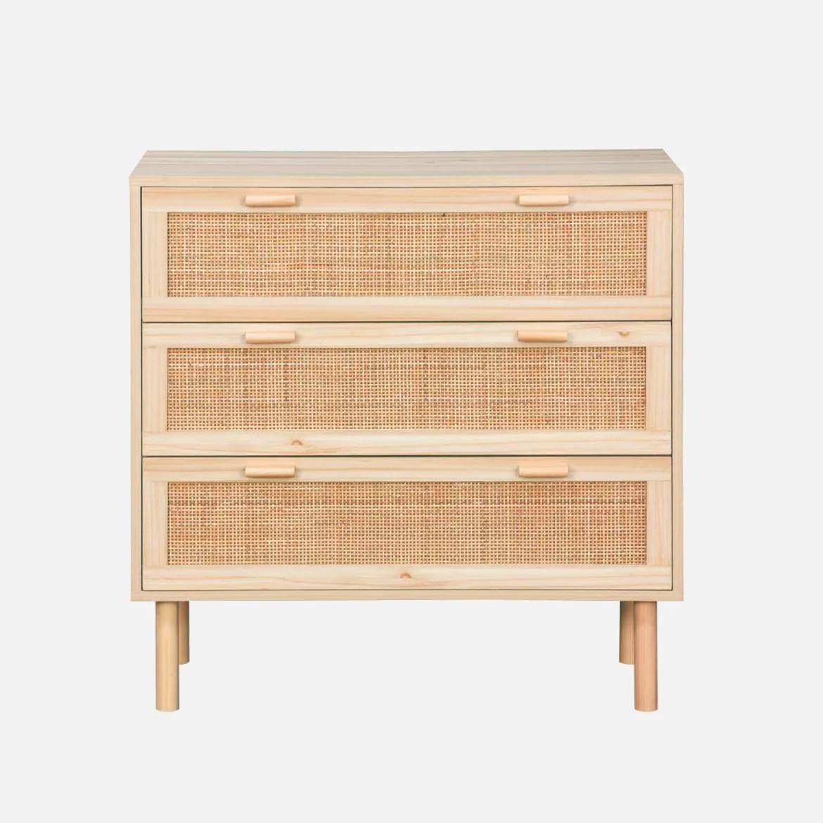 Cassettiera con effetto canna e legno a 3 cassetti