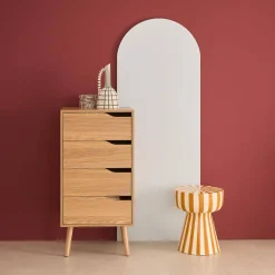 Cassettiera decorata in legno con 4 cassetti