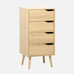Cassettiera decorata in legno con 4 cassetti