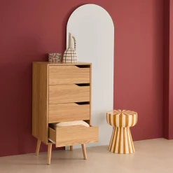Cassettiera decorata in legno con 4 cassetti