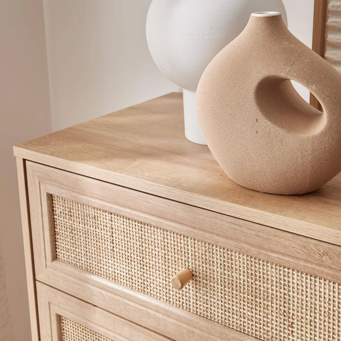 Cassettiera effetto legno e canna a 6 cassetti