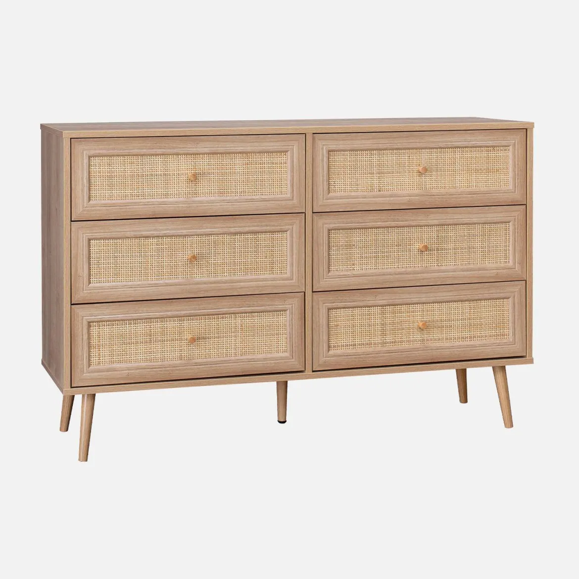 Cassettiera effetto legno e canna a 6 cassetti