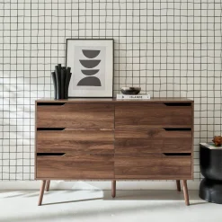 Cassettiera effetto legno, 6 cassetti