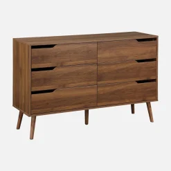 Cassettiera effetto legno, 6 cassetti
