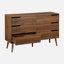 Cassettiera effetto legno, 6 cassetti