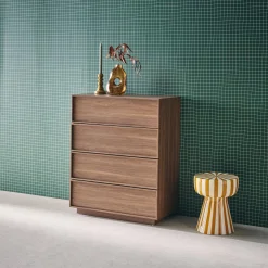 Cassettiera effetto legno 4 cassetti