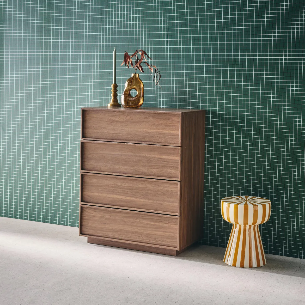 Cassettiera effetto legno 4 cassetti