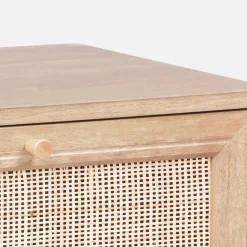 Cassettiera effetto legno e canna da zucchero a 4 cassetti