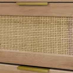 Cassettiera in legno e canna arrotondata, 6 cassetti