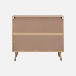 Cassettiera in legno e canna intrecciata, 3 cassetti