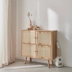 Cassettiera per bambini a 4 ante effetto legno