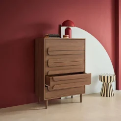 Cassettiera vintage effetto legno 5 cassetti