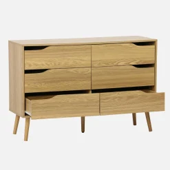 Cassettiera effetto legno, 6 cassetti