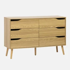 Cassettiera effetto legno, 6 cassetti