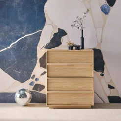 Cassettiera effetto legno 4 cassetti