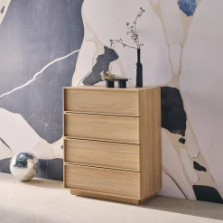 Cassettiera effetto legno 4 cassetti