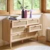 Cassettone con effetto canna e legno a 6 cassetti