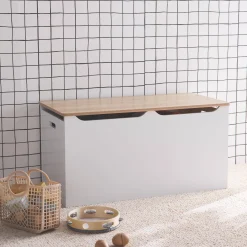 Cassettone per giochi effetto legno bianco