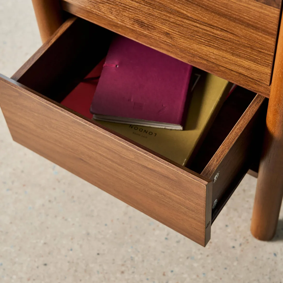 Comodino decorazione legno 2 cassetti