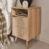 Comodino, decorazioni in legno e canne arrotondate
