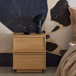 Comodino effetto legno 2 cassetti