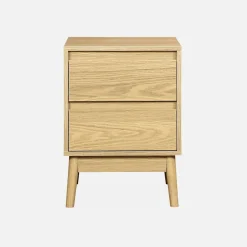 Comodino effetto legno con due cassetti