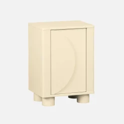 Comodino effetto legno di mango con 1 anta reversibile