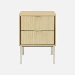 Comodino effetto legno e metallo scanalato