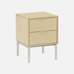 Comodino effetto legno e metallo scanalato