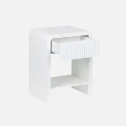 Comodino effetto legno scanalato 1 cassetto, 1 ripiano
