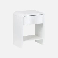 Comodino effetto legno scanalato 1 cassetto, 1 ripiano