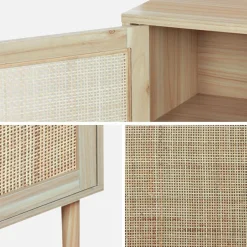Comodino in canna e legno