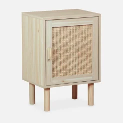 Comodino in canna e legno