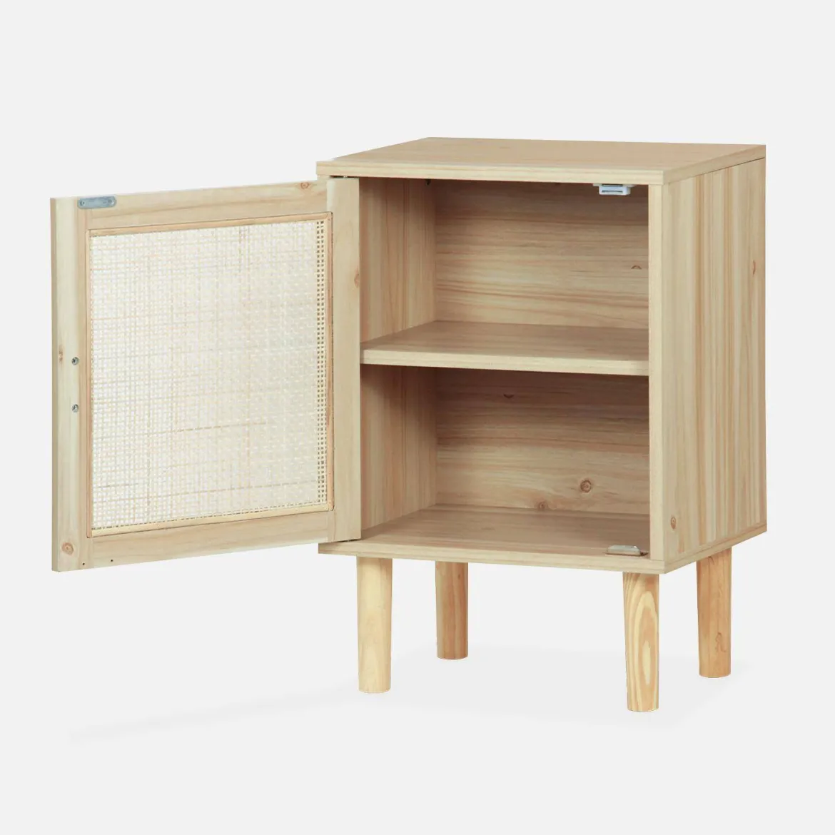 Comodino in canna e legno