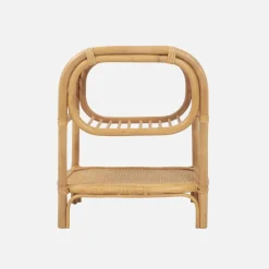 Comodino in rattan naturale curvato 1 ripiano 1 nicchia