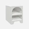 Comodino organico effetto legno bianco, 2 nicchie Mobileoggetti