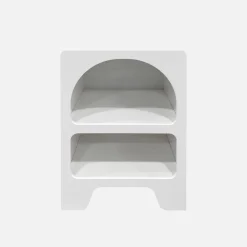 Comodino organico effetto legno bianco, 2 nicchie Mobileoggetti