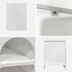 Comodino organico effetto legno bianco, 2 nicchie Mobileoggetti