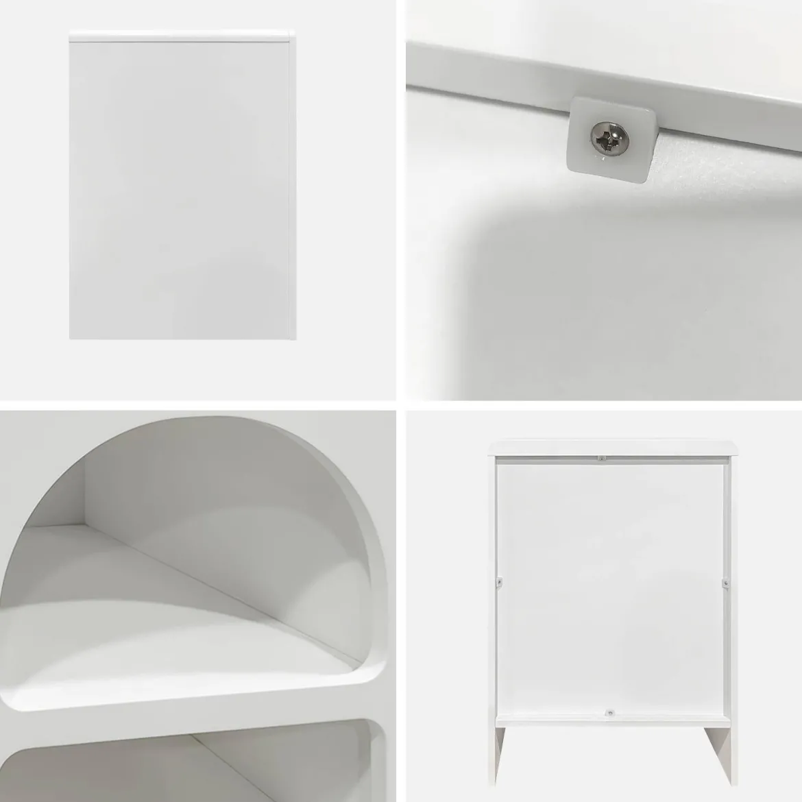 Comodino organico effetto legno bianco, 2 nicchie Mobileoggetti