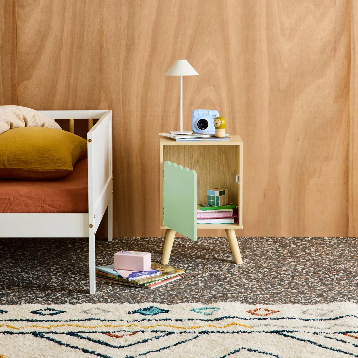 Comodino per bambini decorazione legno 1 anta