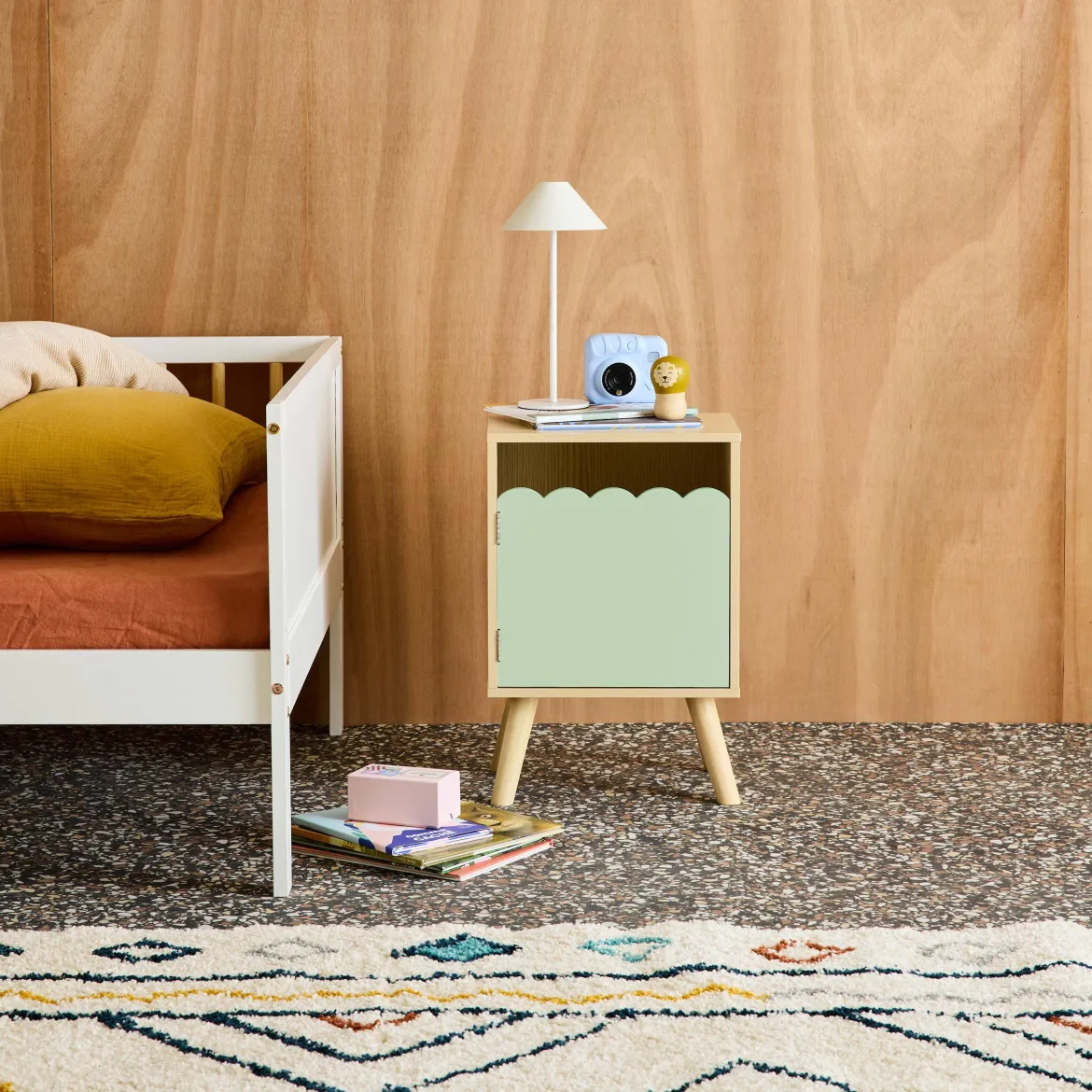 Comodino per bambini decorazione legno 1 anta